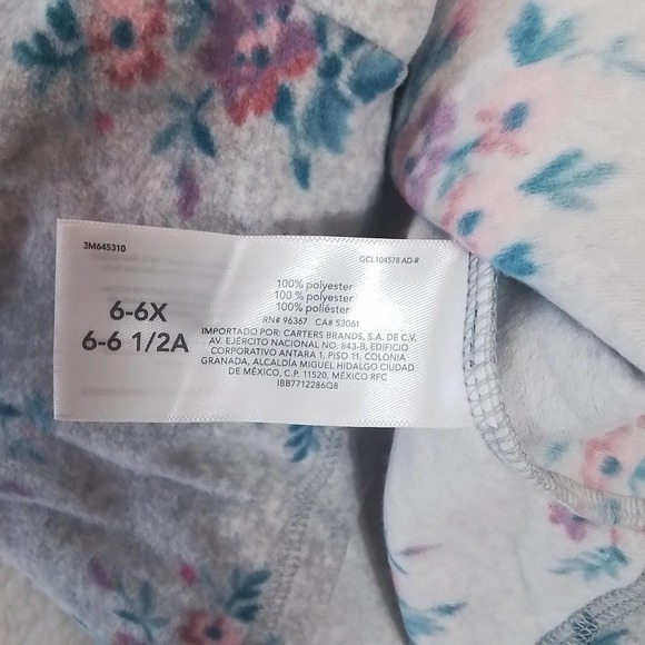 Oshkosh‎ 1/4 Zip Fleece Pullover Size 6 in Grey w/ Floral Print - Picture 9 of 11